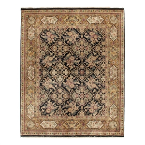 Polonaise Hand-Knotted New Zealand Wool Black/Peach 14'x18' Area Rug