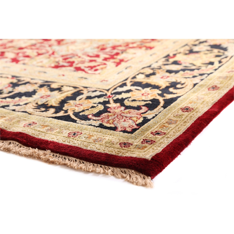 Polonaise Hand-Knotted New Zealand Wool Burgundy 9'x12' Area Rug