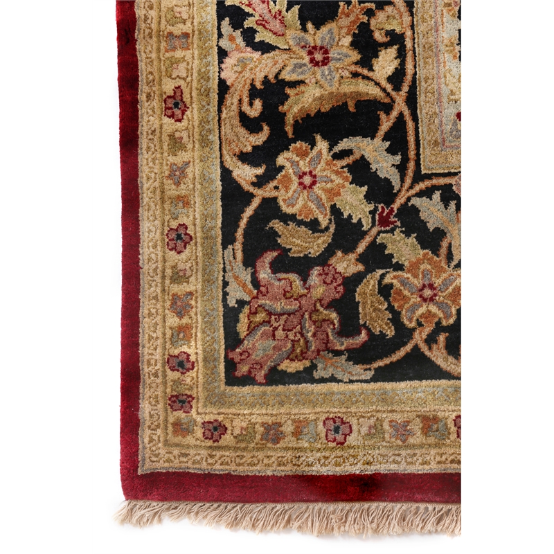 Polonaise Hand-Knotted New Zealand Wool Burgundy 9'x12' Area Rug