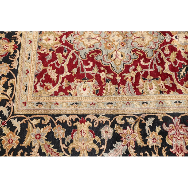 Polonaise Hand-Knotted New Zealand Wool Burgundy 9'x12' Area Rug