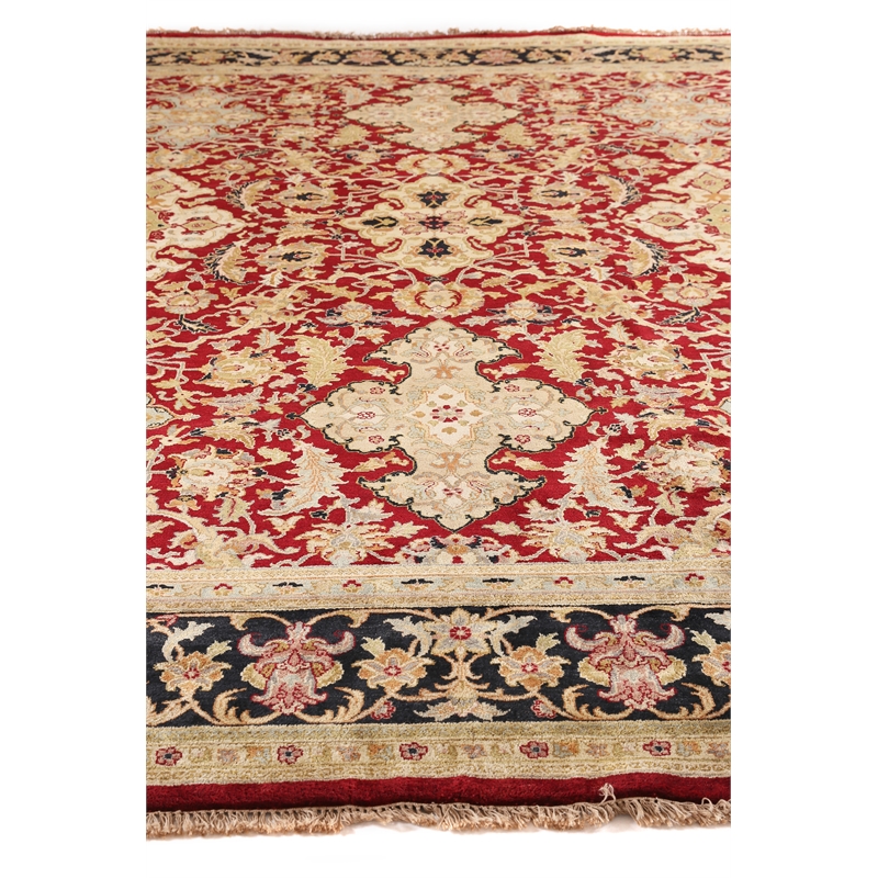 Polonaise Hand-Knotted New Zealand Wool Burgundy 9'x12' Area Rug