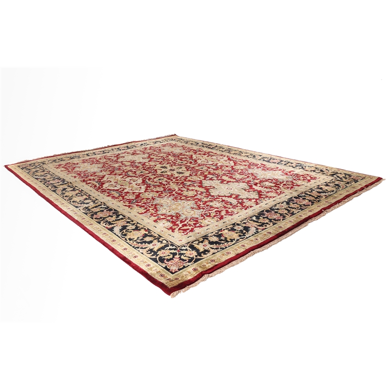 Polonaise Hand-Knotted New Zealand Wool Burgundy 9'x12' Area Rug