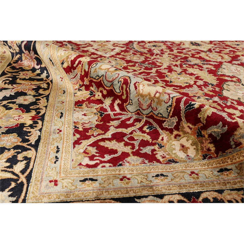 Polonaise Hand-Knotted New Zealand Wool Burgundy 9'x12' Area Rug