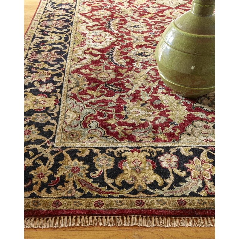 Polonaise Hand-Knotted New Zealand Wool Burgundy 9'x12' Area Rug