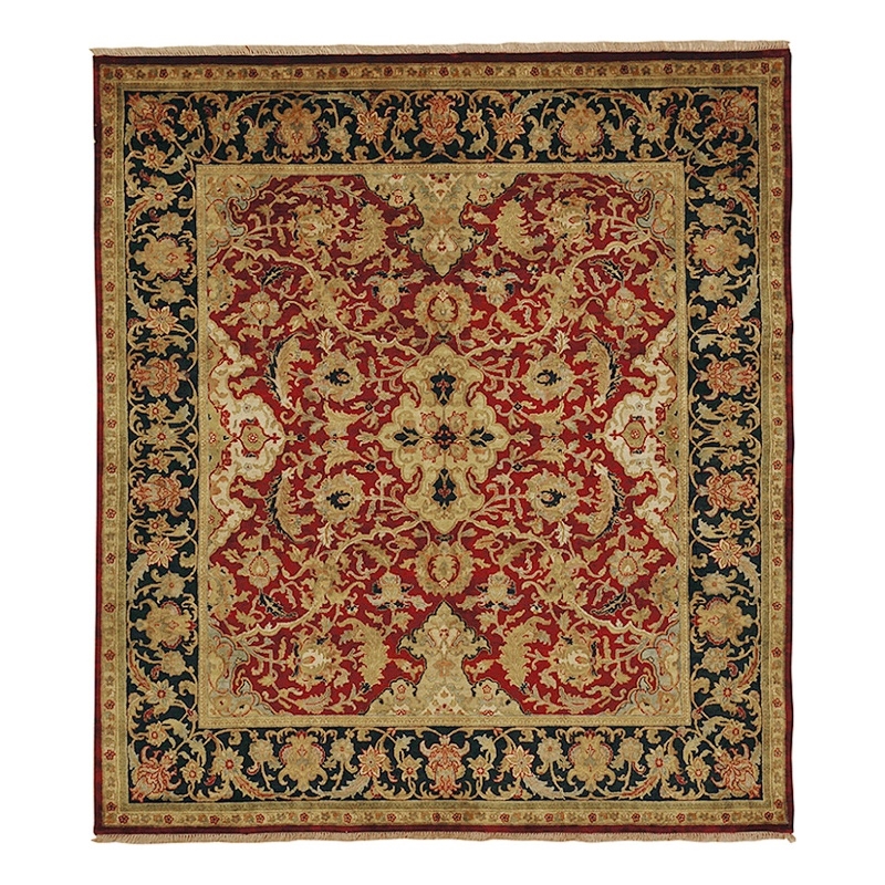 Polonaise Hand-Knotted New Zealand Wool Burgundy 9'x12' Area Rug