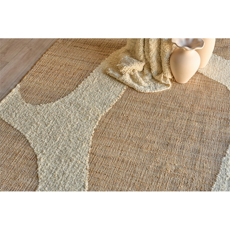 Pompano Flatweave Wool/Jute Ivory/Beige 12'x15' Area Rug