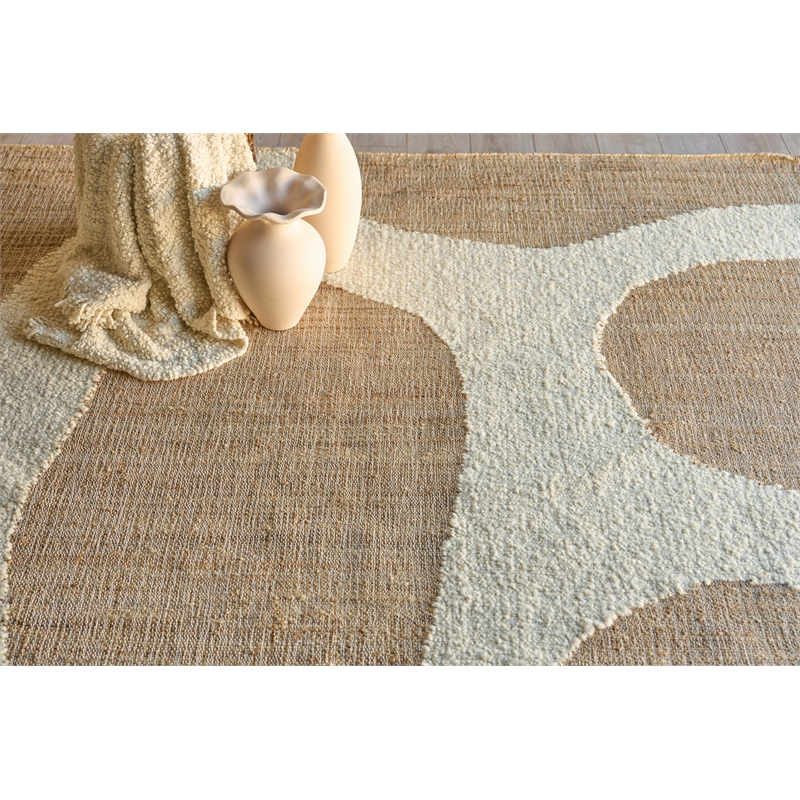 Pompano Flatweave Wool/Jute Ivory/Beige 9'x12' Area Rug