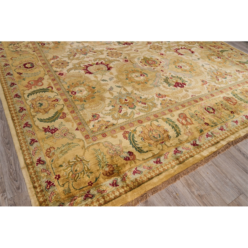Polonaise Hand-Knotted New Zealand Wool Ivory/Gold 14'x18'6