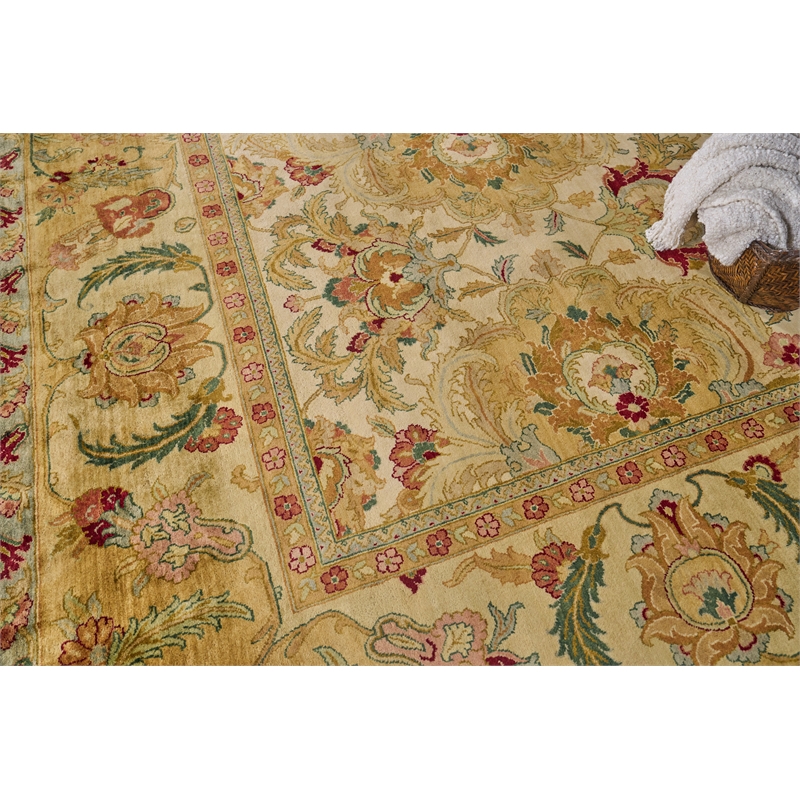Polonaise Hand-Knotted New Zealand Wool Ivory/Gold 14'x18'6