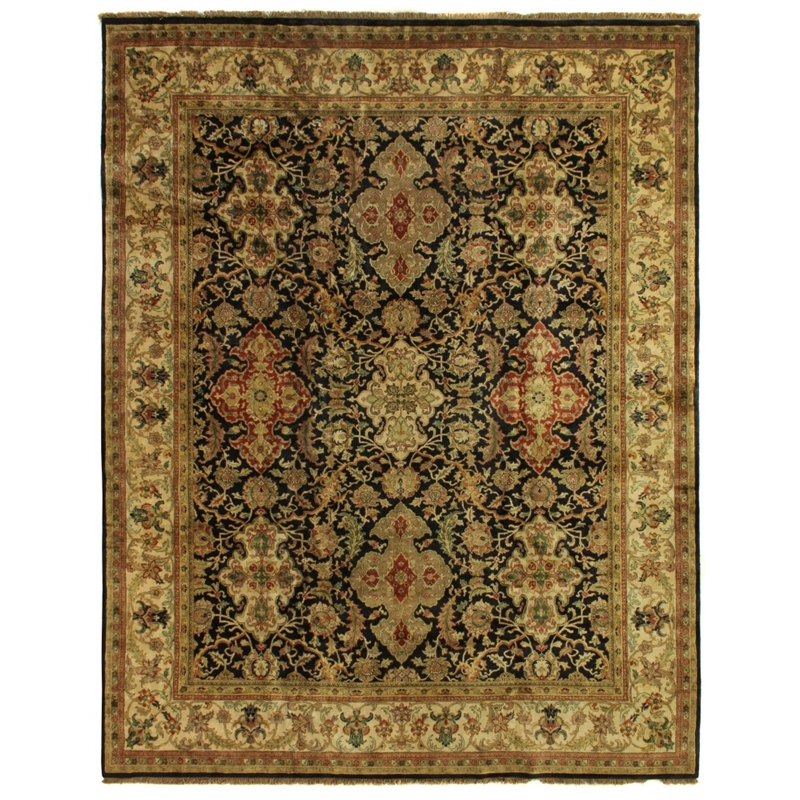 Polonaise Hand-Knotted New Zealand Wool Black 8'x8' Round Area Rug