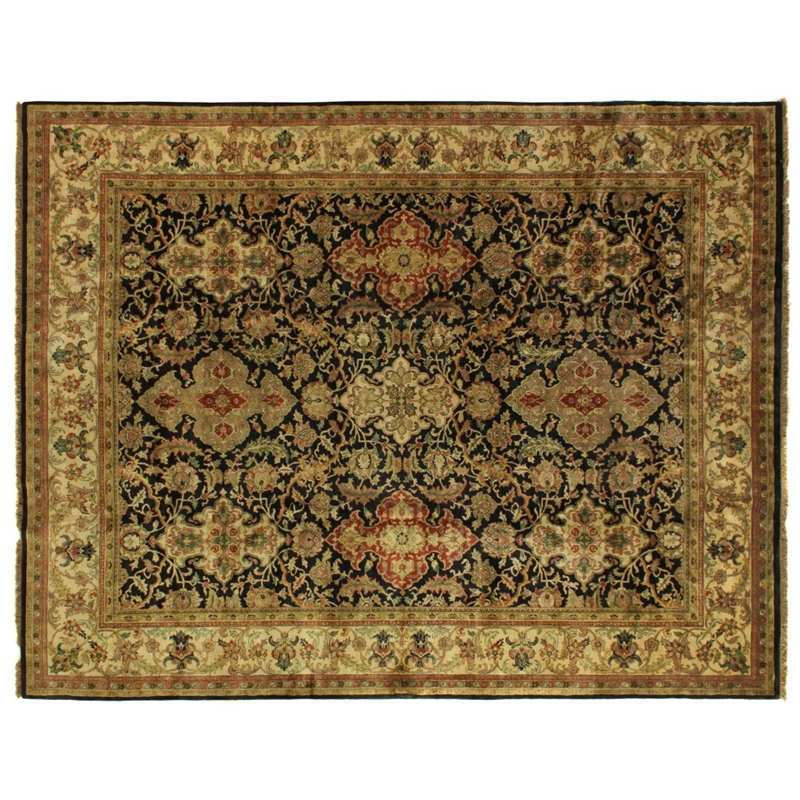 Polonaise Hand-Knotted New Zealand Wool Black 8'x8' Round Area Rug