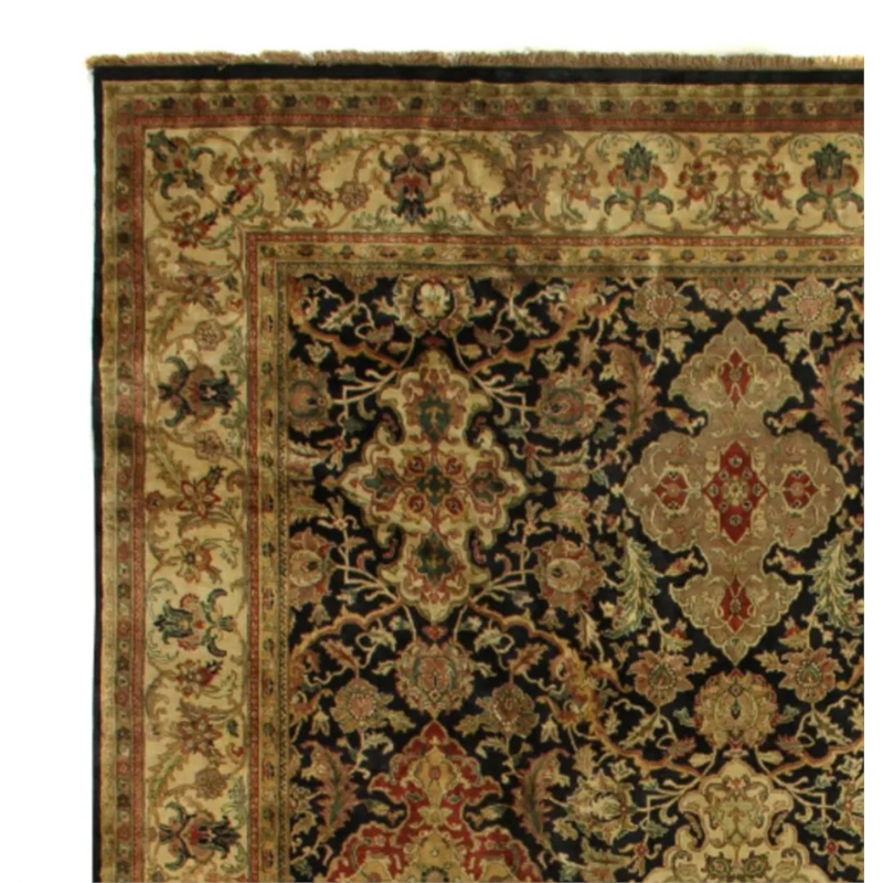 Polonaise Hand-Knotted New Zealand Wool Black 8'x8' Round Area Rug