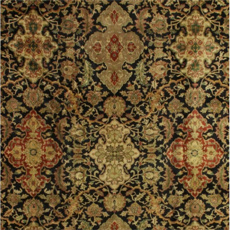 Polonaise Hand-Knotted New Zealand Wool Black 8'x8' Round Area Rug