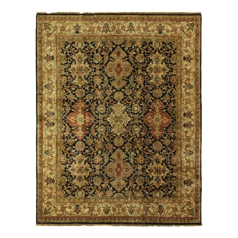 Polonaise Hand-Knotted New Zealand Wool Black 8'x8' Round Area Rug