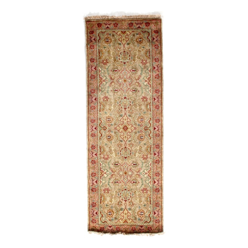 Polonaise Hand-Knotted New Zealand Wool Cream/Peach 3'x10' Area Rug