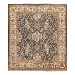 Polonaise Hand-Knotted New Zealand Wool Black 2'6&quotx12'6&quot Area Rug