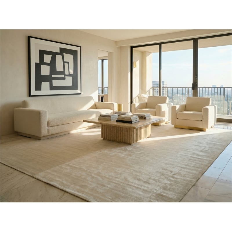 Purity Handloomed Bamboo Silk Ivory 10'x14' Area Rug
