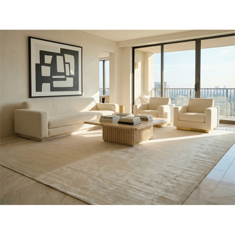 Purity Handloomed Bamboo Silk Ivory 6'x9' Area Rug