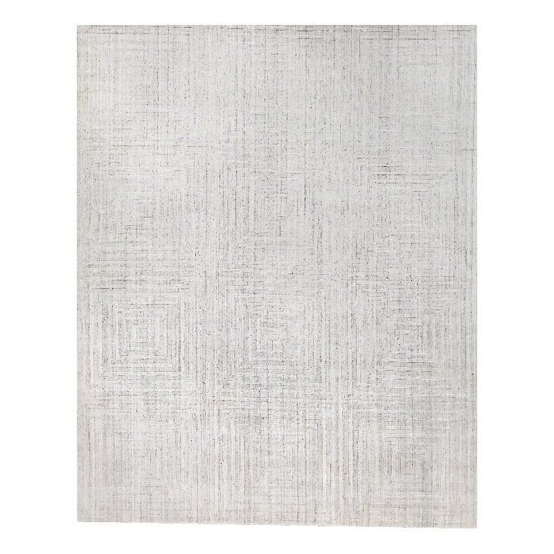 Robin Embossed Handloomed Bamboo Silk/Wool White 12'x15' Area Rug