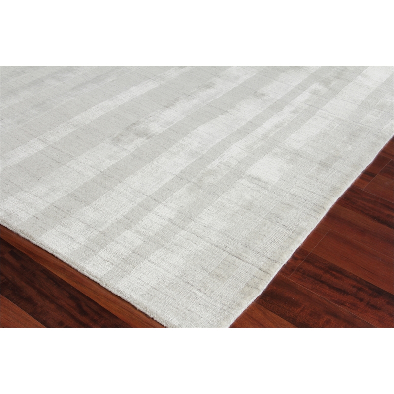 Robin Stripe Handloomed Bamboo Silk/Wool Ivory/Gray 10'x14' Area Rug