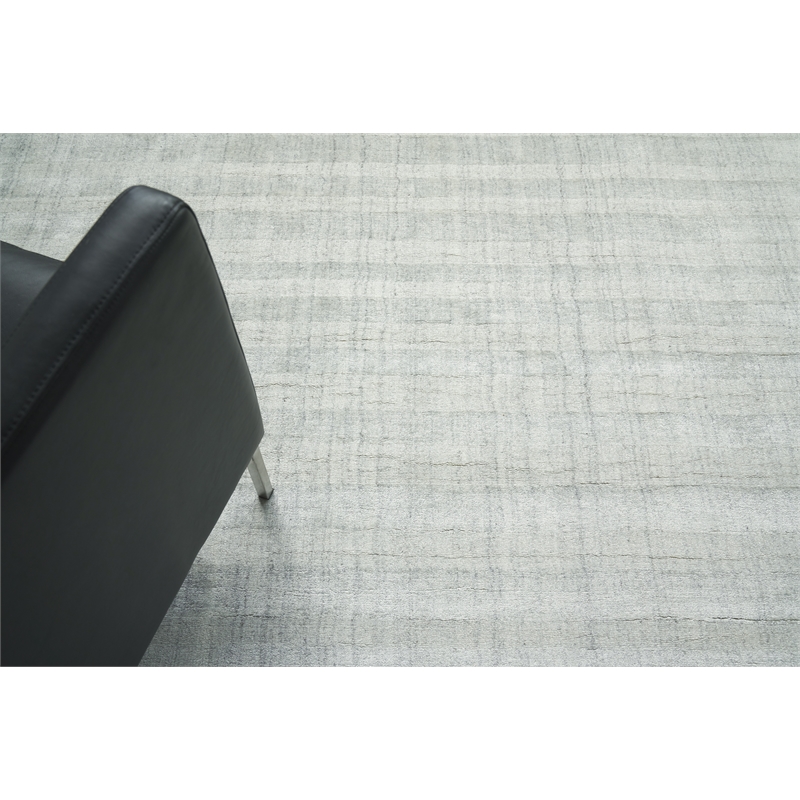 Robin Stripe Handloomed Bamboo Silk/Wool Ivory/Gray 10'x14' Area Rug