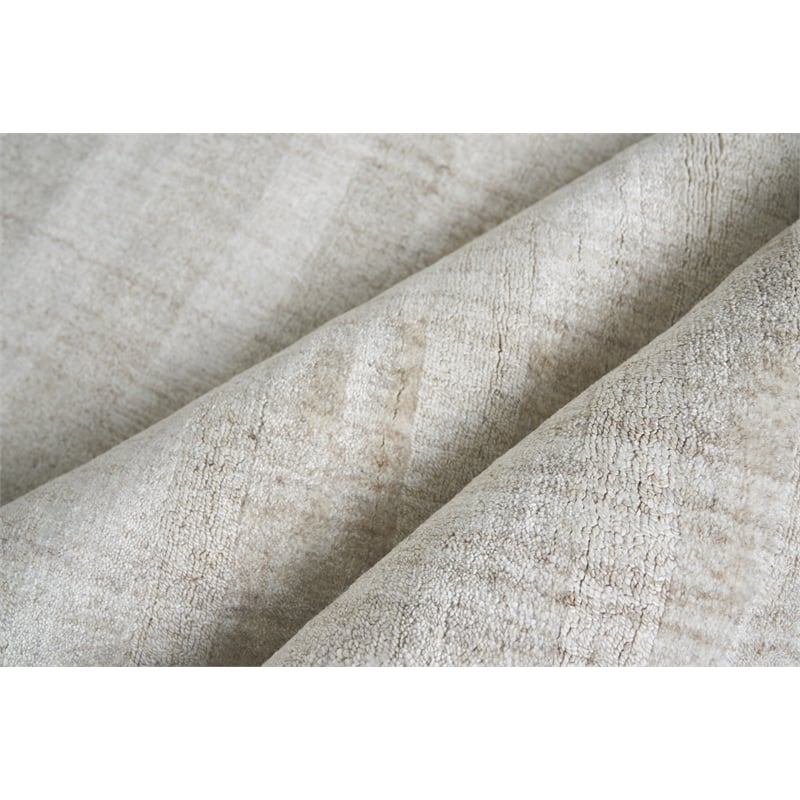Robin Stripe Handloomed Bamboo Silk/Wool Light Khaki 8'x10' Area Rug