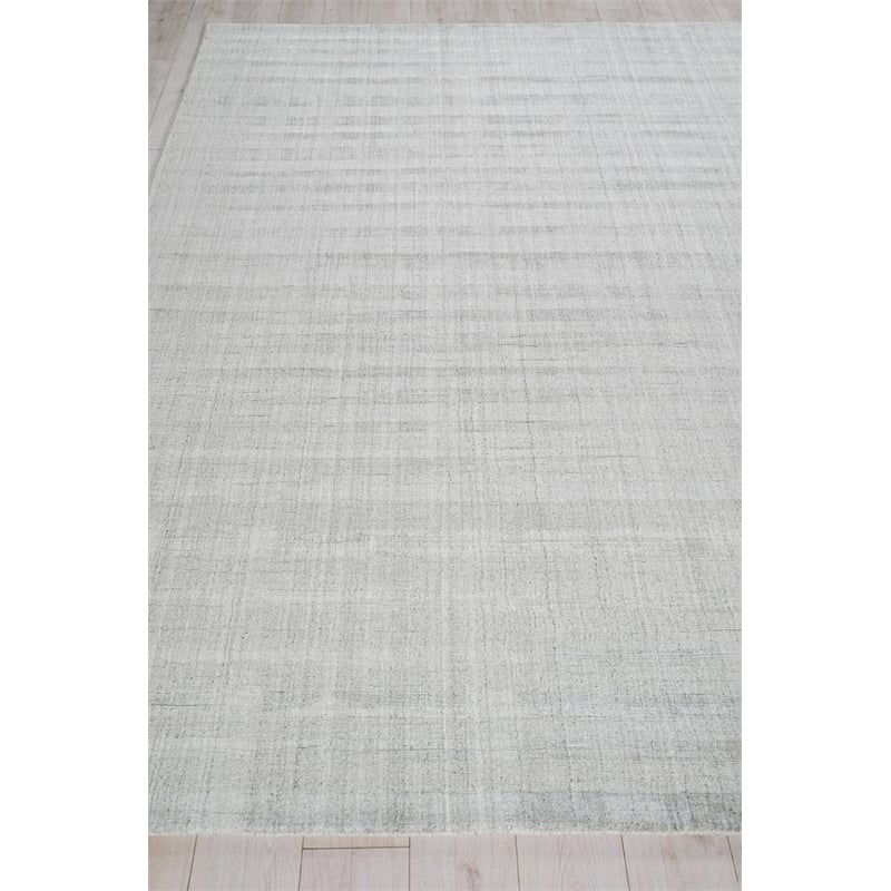 Robin Stripe Handloomed Bamboo Silk/Wool Light Silver 12'x15' Area Rug