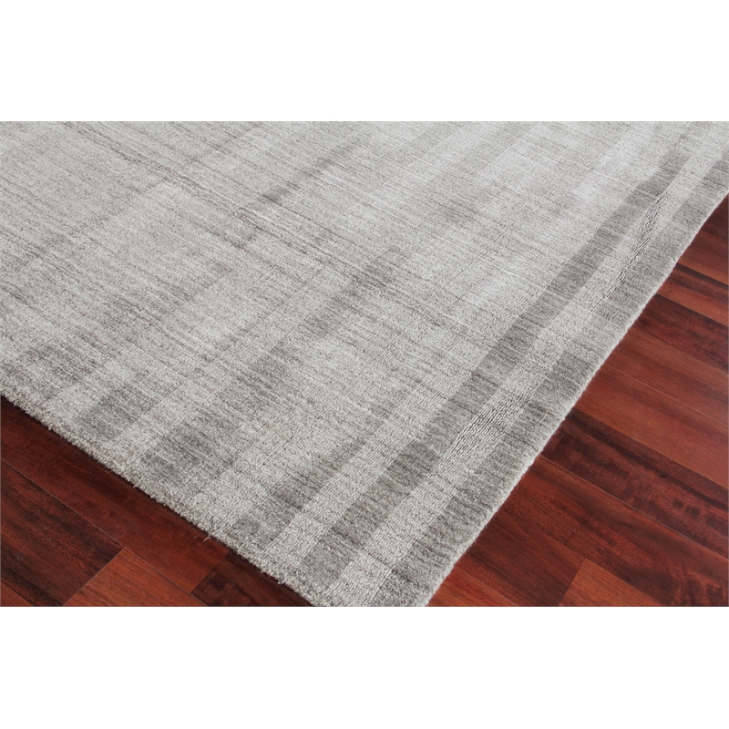 Robin Stripe Handloomed Bamboo Silk/Wool Gray 6'x9' Area Rug