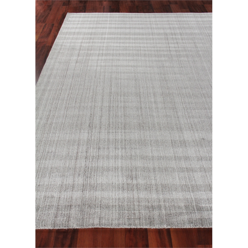 Robin Stripe Handloomed Bamboo Silk/Wool Gray 6'x9' Area Rug
