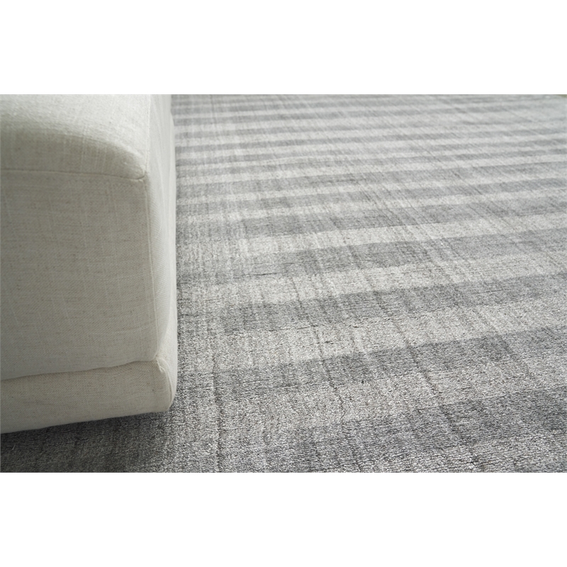 Robin Stripe Handloomed Bamboo Silk/Wool Gray 6'x9' Area Rug