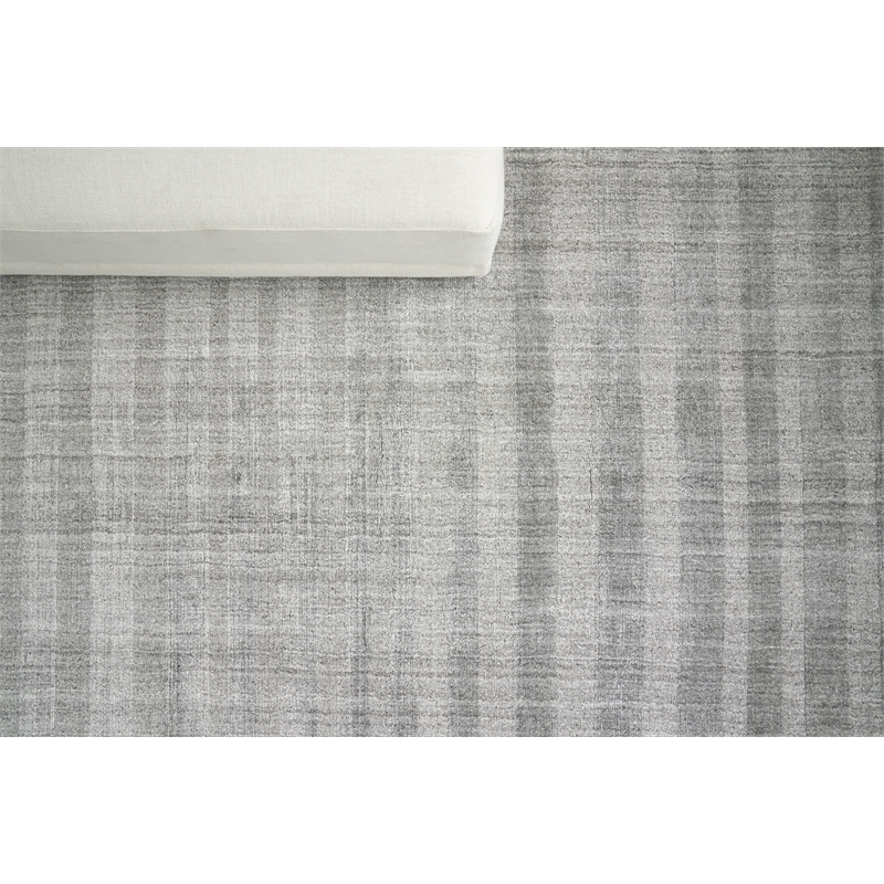 Robin Stripe Handloomed Bamboo Silk/Wool Gray 6'x9' Area Rug