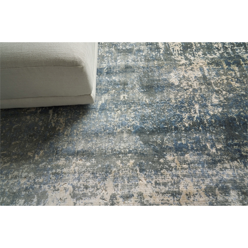 Reflections Handloomed Bamboo Silk Blue/Multi 9'x12' Area Rug