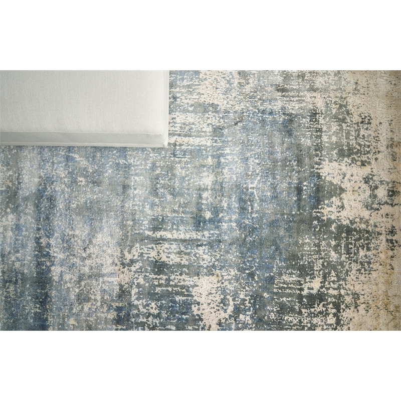 Reflections Handloomed Bamboo Silk Blue/Multi 9'x12' Area Rug