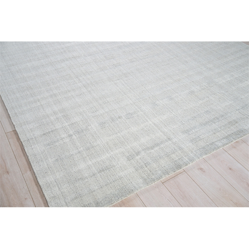 Robin Stripe Handloomed Bamboo Silk/Wool Light Silver 8'x10' Area Rug