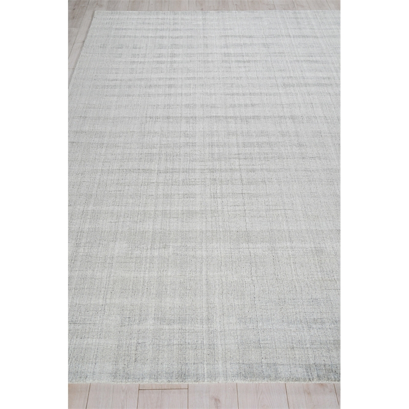 Robin Stripe Handloomed Bamboo Silk/Wool Light Silver 8'x10' Area Rug