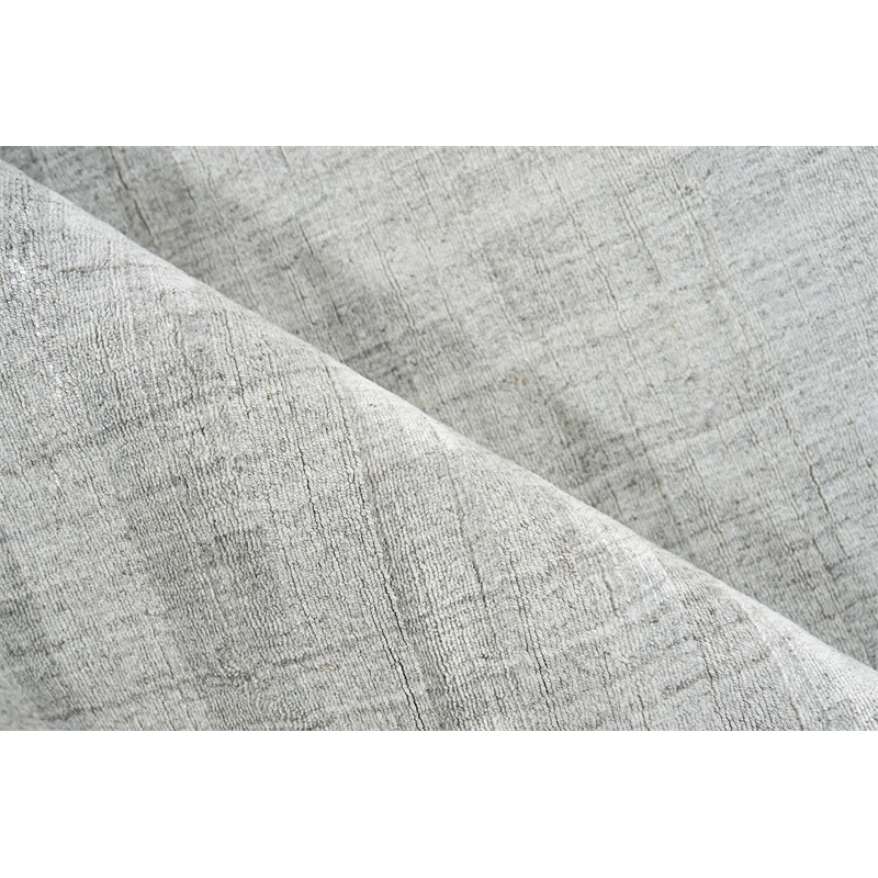 Robin Stripe Handloomed Bamboo Silk/Wool Light Silver 8'x10' Area Rug