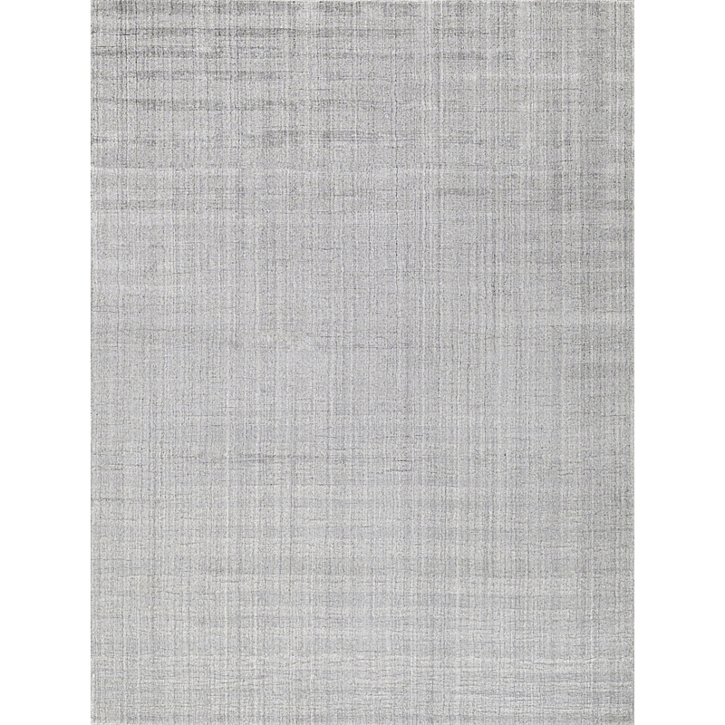 Robin Stripe Handloomed Bamboo Silk/Wool Light Silver 8'x10' Area Rug