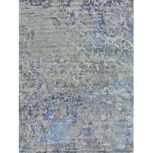 Reflections Handloomed Bamboo Silk Silver/Blue 8'x10' Area Rug