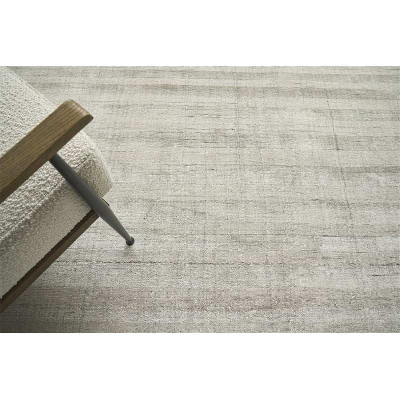 Robin Stripe Handloomed Bamboo Silk/Wool Taupe 6'x9' Area Rug