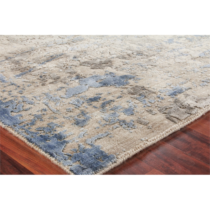 Reflections Handloomed Bamboo Silk Beige/Blue 8'x10' Area Rug