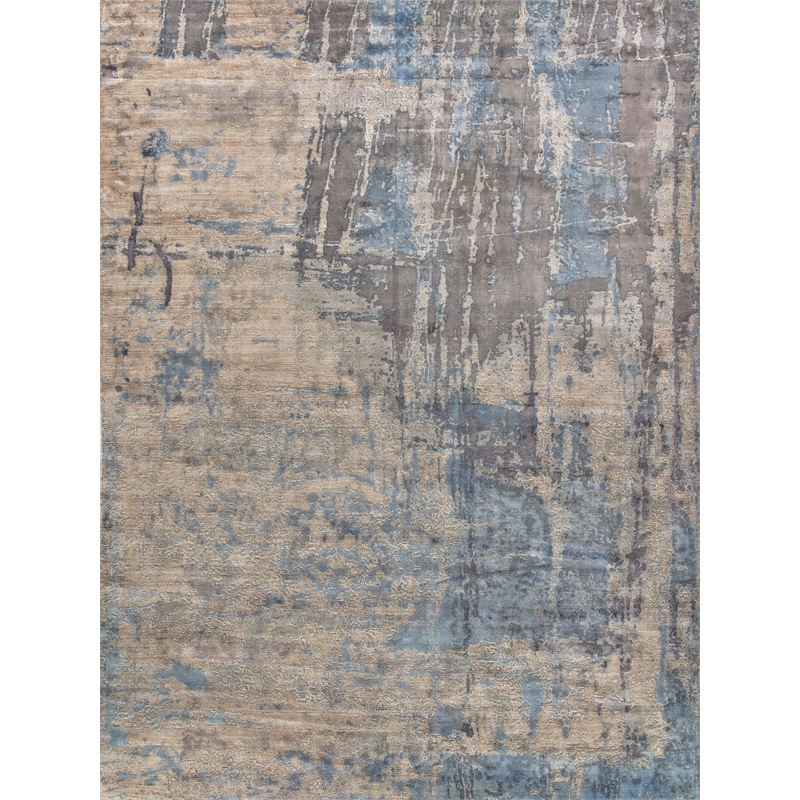 Reflections Handloomed Bamboo Silk Beige/Blue 8'x10' Area Rug