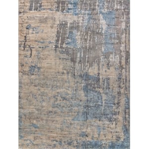 Reflections Handloomed Bamboo Silk Beige/Blue 8'x10' Area Rug