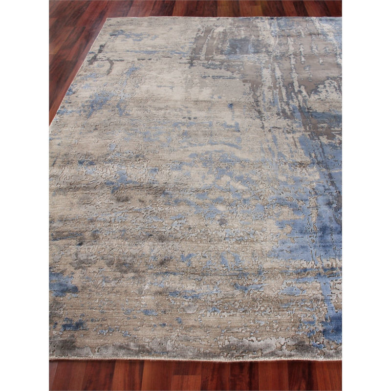 Reflections Handloomed Bamboo Silk Beige/Blue 9'x12' Area Rug