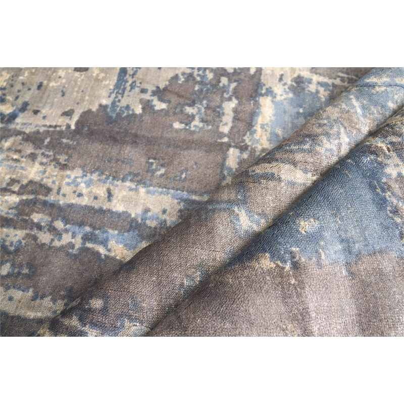 Reflections Handloomed Bamboo Silk Beige/Blue 9'x12' Area Rug