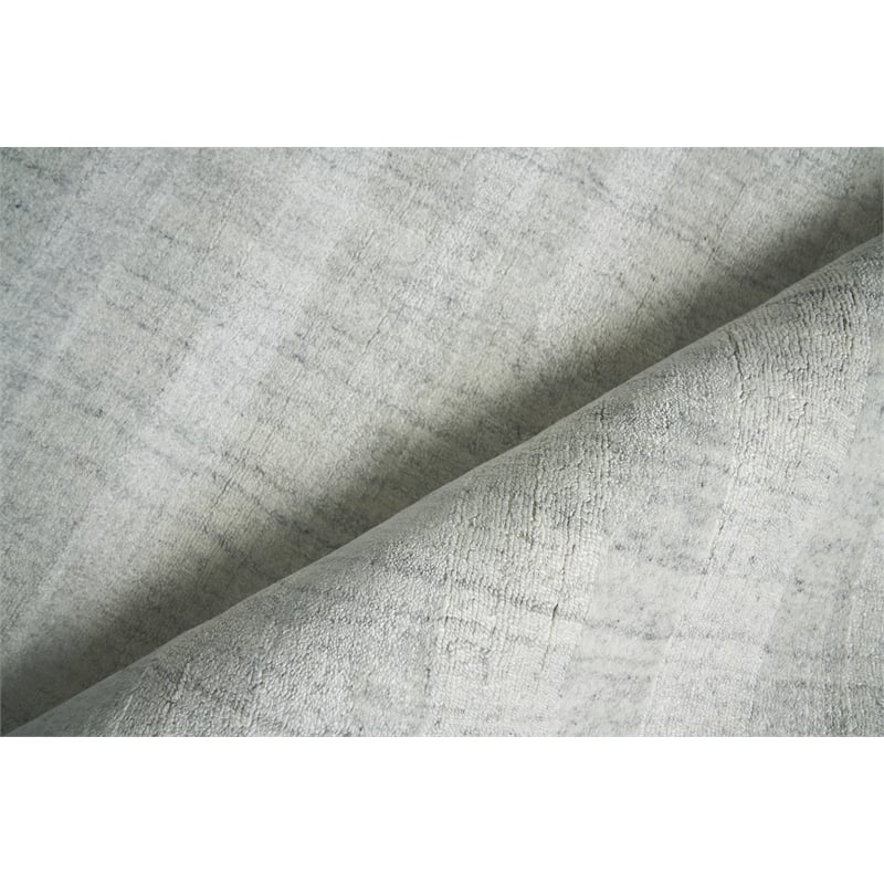 Robin Stripe Handloomed Bamboo Silk/Wool Ivory/Gray 12'x15' Area Rug