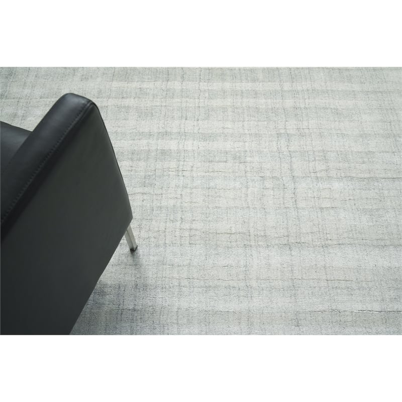 Robin Stripe Handloomed Bamboo Silk/Wool Ivory/Gray 15'x20' Area Rug