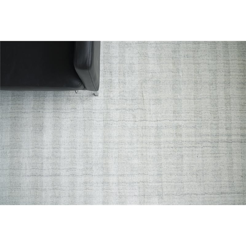 Robin Stripe Handloomed Bamboo Silk/Wool Ivory/Gray 2'x3' Area Rug