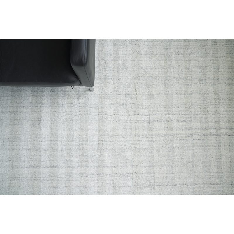 Robin Stripe Handloomed Bamboo Silk/Wool Ivory/Gray 8'x10' Area Rug