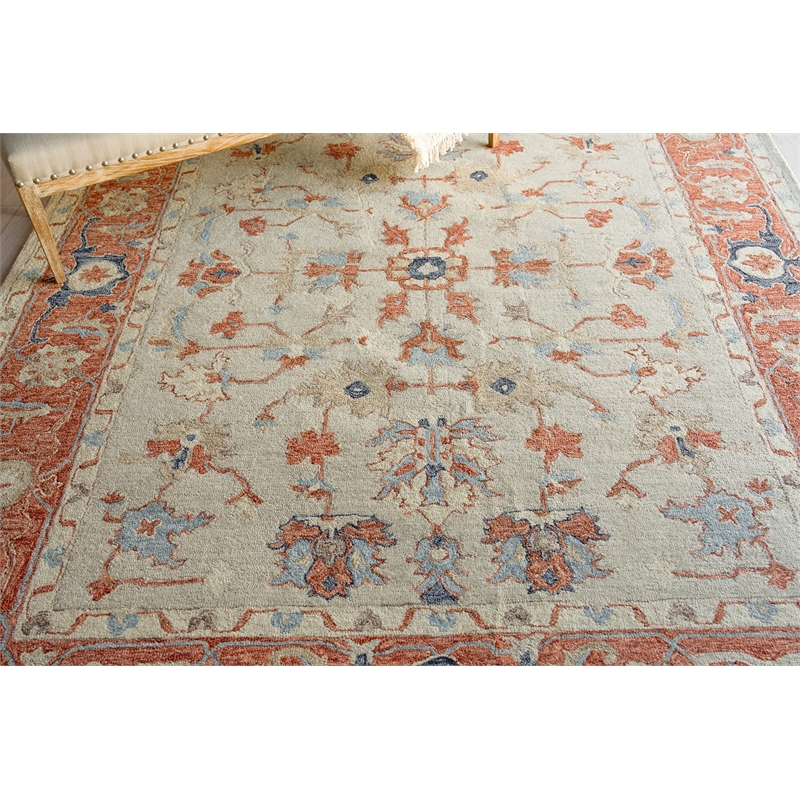 Richmond Serapi Hand-Tufted New Zealand Wool Beige/Rust 6'x9' Area Rug