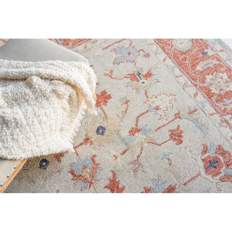 Richmond Serapi Hand-Tufted New Zealand Wool Beige/Rust 6'x9' Area Rug